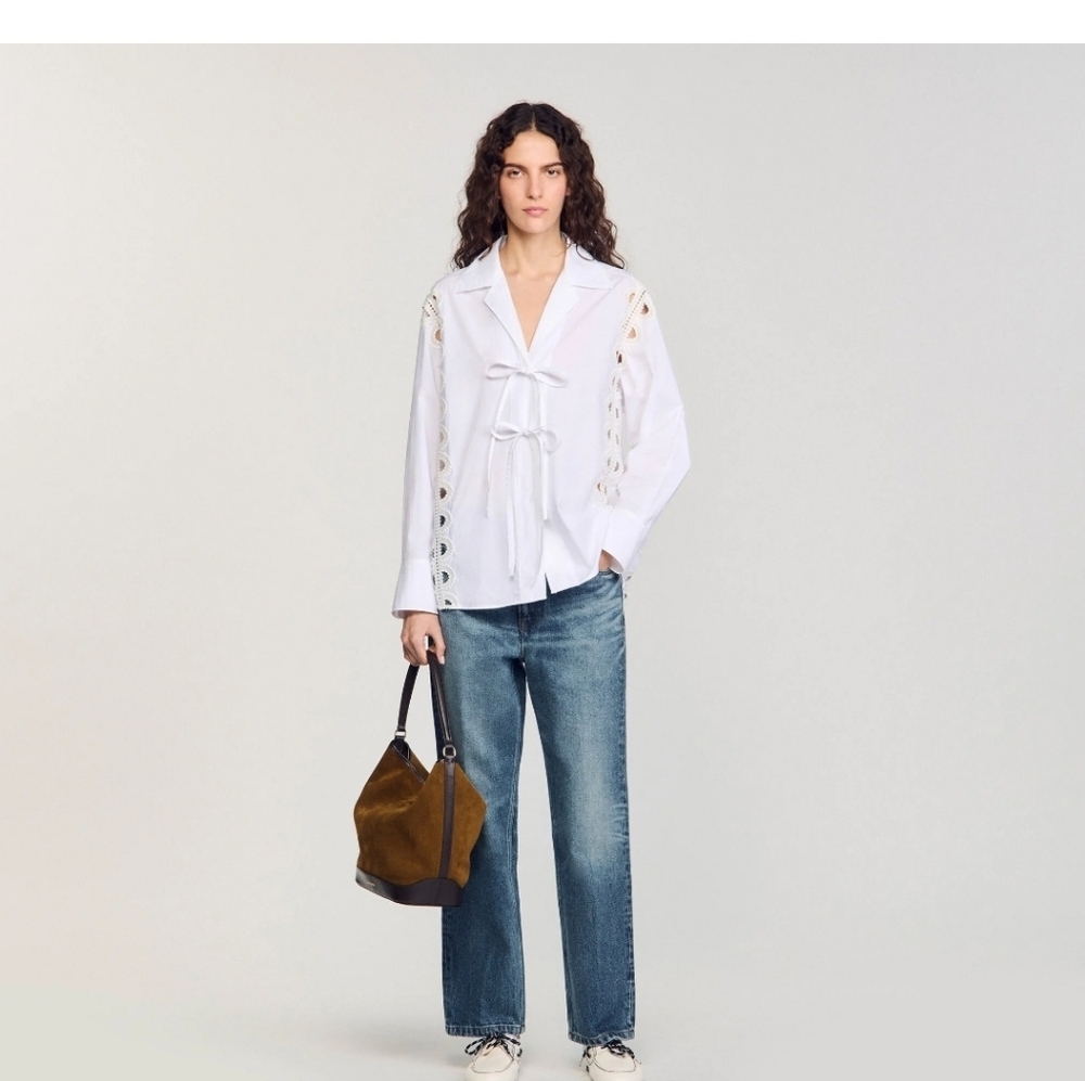 Sandro Tangoso Mahogany Suede and Leather  Bucket Bag